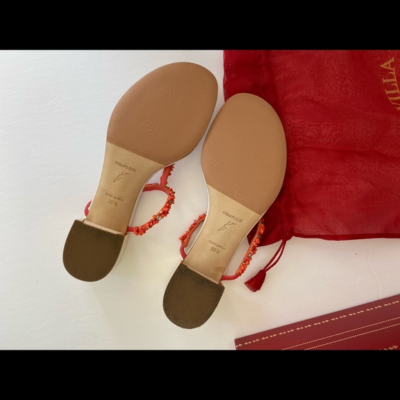 Rene Caovilla Fine Beaded Gold Heeled Thong Sandal - Picture 8 of 15